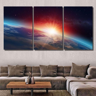 Planet Earth Spectacular Sunset Elements This 1 4 Galaxy Sky and Space Multi Piece Panel Canvas Home Decor Housewarming Gift Ideas Poster Canvas Gallery Prints