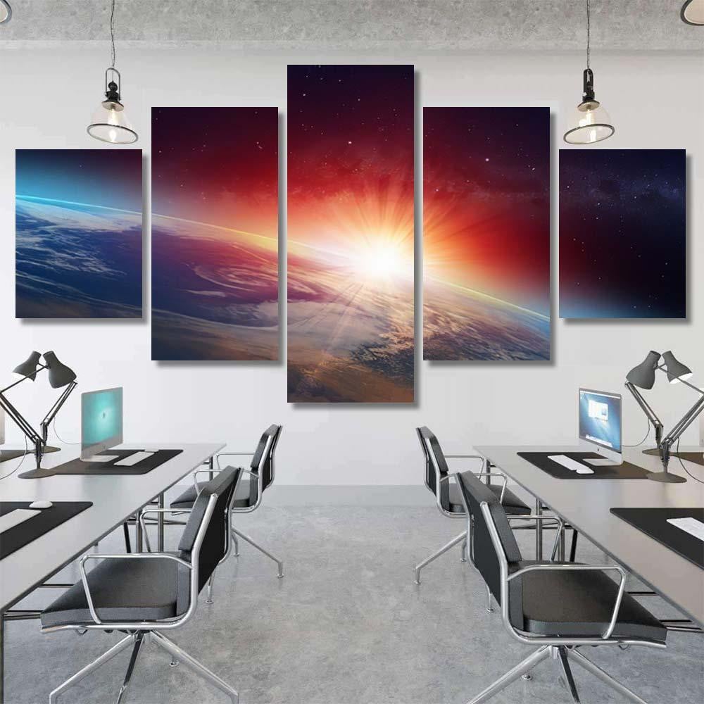 Planet Earth Spectacular Sunset Elements This 1 4 Galaxy Sky and Space Multi Piece Panel Canvas Home Decor Housewarming Gift Ideas Poster Canvas Gallery Prints