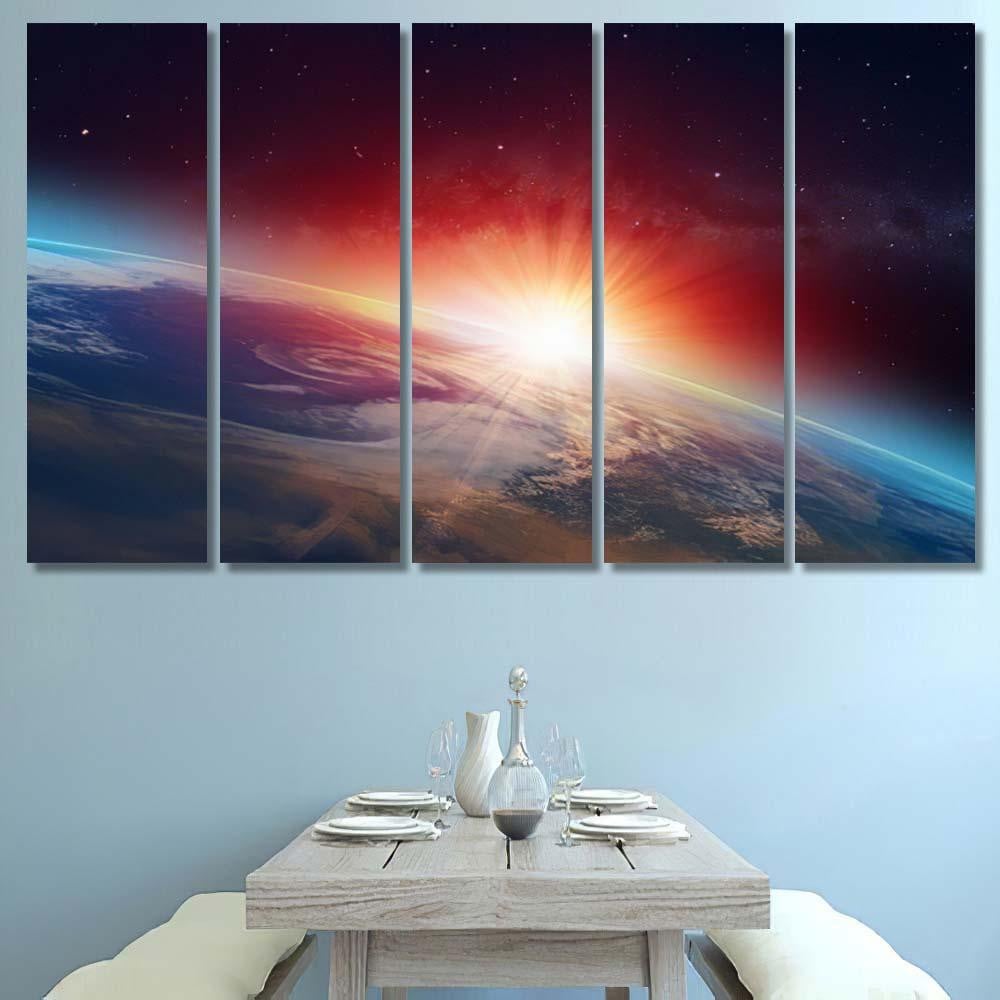 Planet Earth Spectacular Sunset Elements This 1 4 Galaxy Sky and Space Multi Piece Panel Canvas Home Decor Housewarming Gift Ideas Poster Canvas Gallery Prints