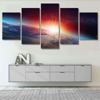 Planet Earth Spectacular Sunset Elements This 1 4 Galaxy Sky and Space Multi Piece Panel Canvas Home Decor Housewarming Gift Ideas Poster Canvas Gallery Prints