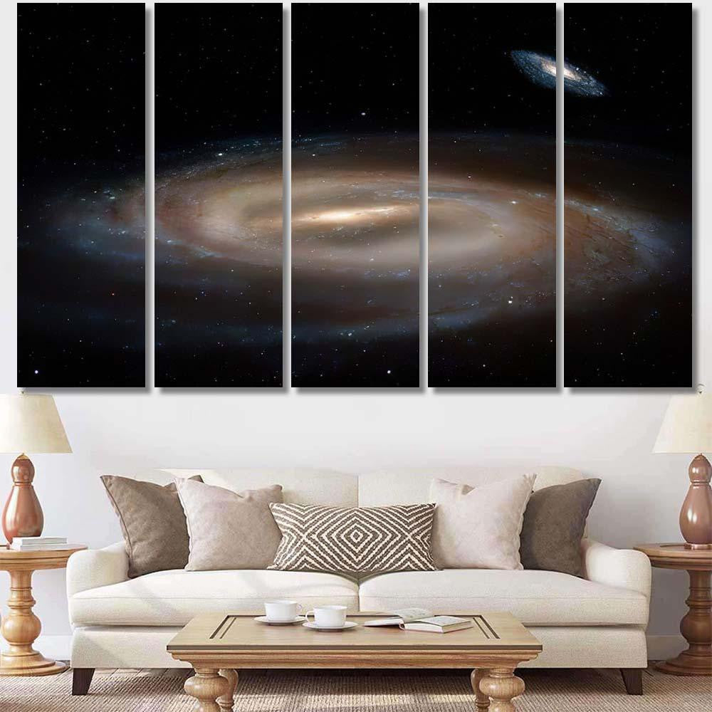 Milky Way Barred Spiral Galaxy On Galaxy Sky and Space Multi Piece Panel Canvas Home Decor Housewarming Gift Ideas Poster Canvas Gallery Prints