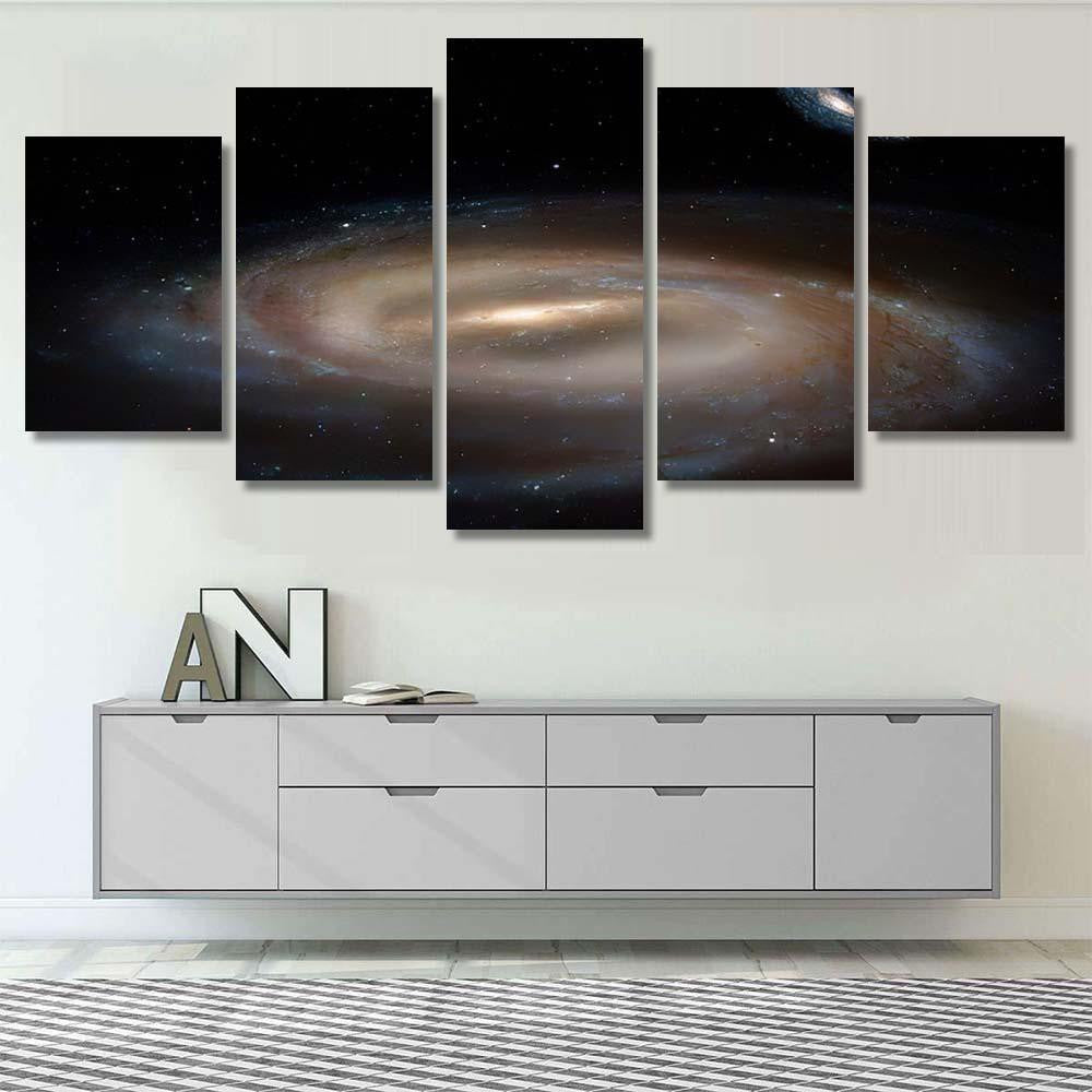 Milky Way Barred Spiral Galaxy On Galaxy Sky and Space Multi Piece Panel Canvas Home Decor Housewarming Gift Ideas Poster Canvas Gallery Prints