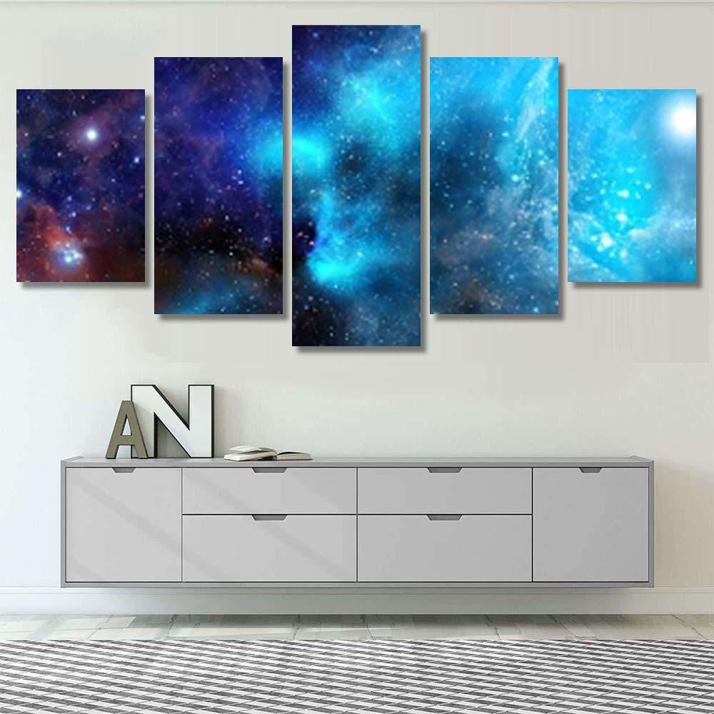 Space Scene Planets Stars Galaxies Panorama Galaxy Sky and Space Multi Piece Panel Canvas Home Decor Housewarming Gift Ideas Poster Canvas Gallery Prints