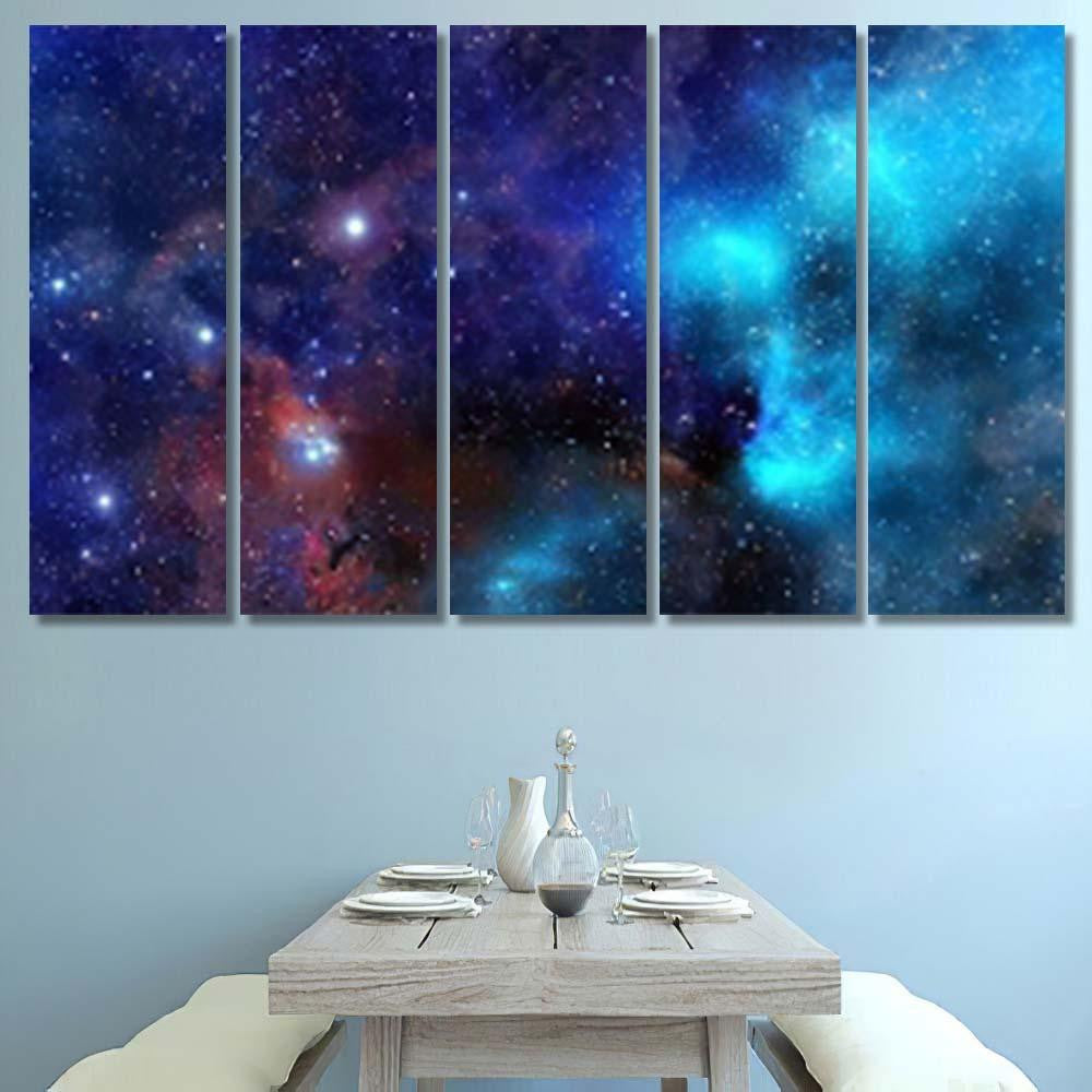 Space Scene Planets Stars Galaxies Panorama Galaxy Sky and Space Multi Piece Panel Canvas Home Decor Housewarming Gift Ideas Poster Canvas Gallery Prints