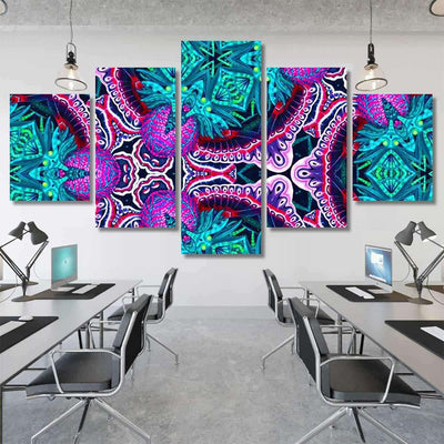 Psychedelic Ornament Surrealism Bright Neon Planet 2 Galaxy Sky and Space Multi Piece Panel Canvas Home Decor Housewarming Gift Ideas Poster Canvas Gallery Prints