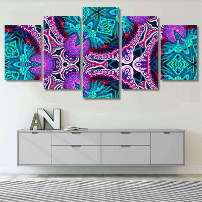 Psychedelic Ornament Surrealism Bright Neon Planet 2 Galaxy Sky and Space Multi Piece Panel Canvas Home Decor Housewarming Gift Ideas Poster Canvas Gallery Prints