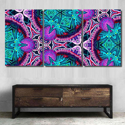 Psychedelic Ornament Surrealism Bright Neon Planet 2 Galaxy Sky and Space Multi Piece Panel Canvas Home Decor Housewarming Gift Ideas Poster Canvas Gallery Prints