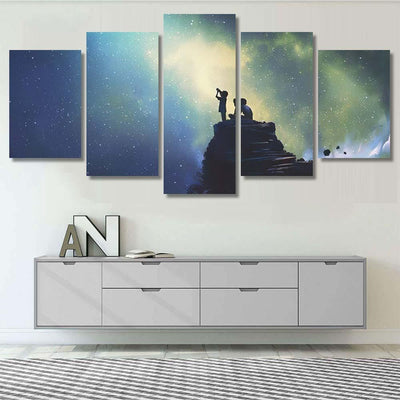 Night Scene Two Brothers Outdoors Llittle Galaxy Sky and Space Multi Piece Panel Canvas Home Decor Housewarming Gift Ideas Poster Canvas Gallery Prints
