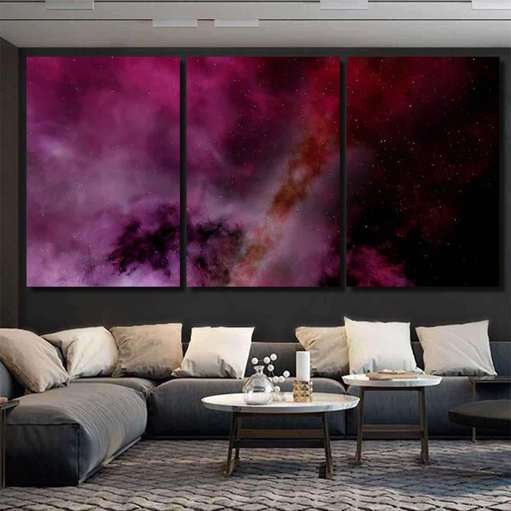 Light Purple Fantastic Nebula Galaxy 3D 1 Galaxy Sky and Space Multi Piece Panel Canvas Home Decor Housewarming Gift Ideas Poster Canvas Gallery Prints