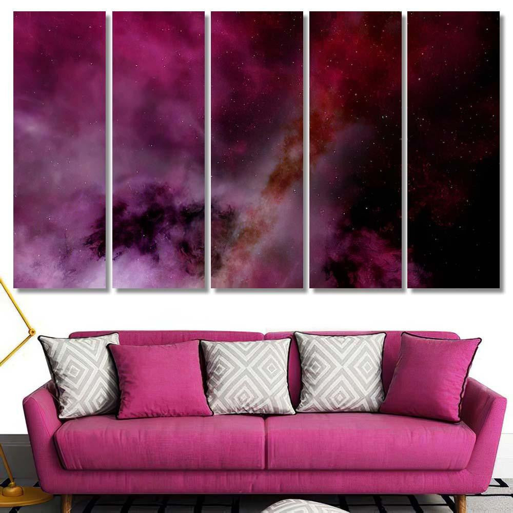 Light Purple Fantastic Nebula Galaxy 3D 1 Galaxy Sky and Space Multi Piece Panel Canvas Home Decor Housewarming Gift Ideas Poster Canvas Gallery Prints