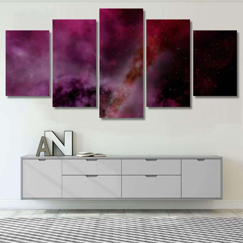 Light Purple Fantastic Nebula Galaxy 3D 1 Galaxy Sky and Space Multi Piece Panel Canvas Home Decor Housewarming Gift Ideas Poster Canvas Gallery Prints