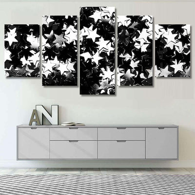 Star Glitter Scattered Black White Galaxy Sky and Space Multi Piece Panel Canvas Home Decor Housewarming Gift Ideas Poster Canvas Gallery Prints