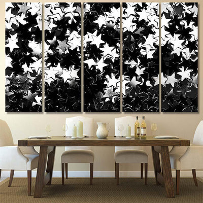 Star Glitter Scattered Black White Galaxy Sky and Space Multi Piece Panel Canvas Home Decor Housewarming Gift Ideas Poster Canvas Gallery Prints