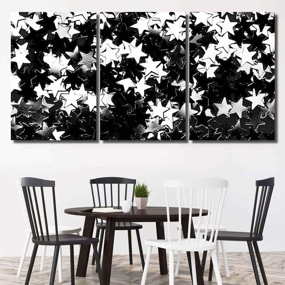 Star Glitter Scattered Black White Galaxy Sky and Space Multi Piece Panel Canvas Home Decor Housewarming Gift Ideas Poster Canvas Gallery Prints