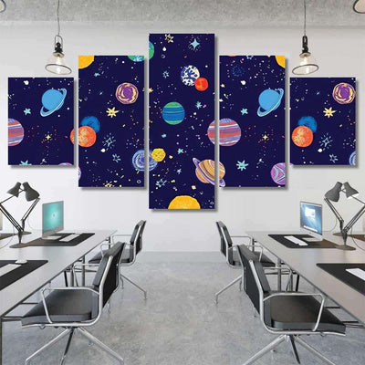 Space Planets Pattern Galaxy Sky and Space Multi Piece Panel Canvas Home Decor Housewarming Gift Ideas Poster Canvas Gallery Prints