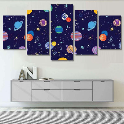 Space Planets Pattern Galaxy Sky and Space Multi Piece Panel Canvas Home Decor Housewarming Gift Ideas Poster Canvas Gallery Prints