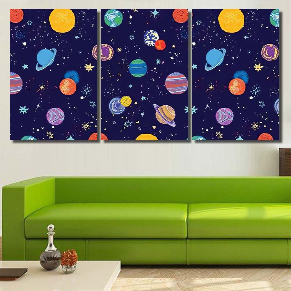 Space Planets Pattern Galaxy Sky and Space Multi Piece Panel Canvas Home Decor Housewarming Gift Ideas Poster Canvas Gallery Prints