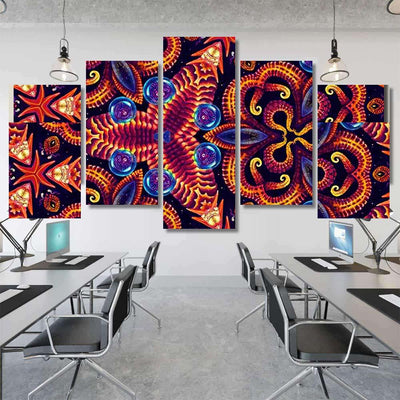 Psychedelic Ornament Surrealism Bright Neon Planet 4 Galaxy Sky and Space Multi Piece Panel Canvas Home Decor Housewarming Gift Ideas Poster Canvas Gallery Prints