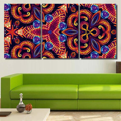 Psychedelic Ornament Surrealism Bright Neon Planet 4 Galaxy Sky and Space Multi Piece Panel Canvas Home Decor Housewarming Gift Ideas Poster Canvas Gallery Prints