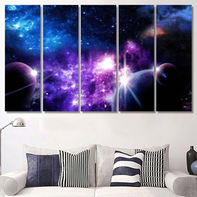 Space Scene Planets Stars Galaxies Panoram A1 Galaxy Sky and Space Multi Piece Panel Canvas Home Decor Housewarming Gift Ideas Poster Canvas Gallery Prints