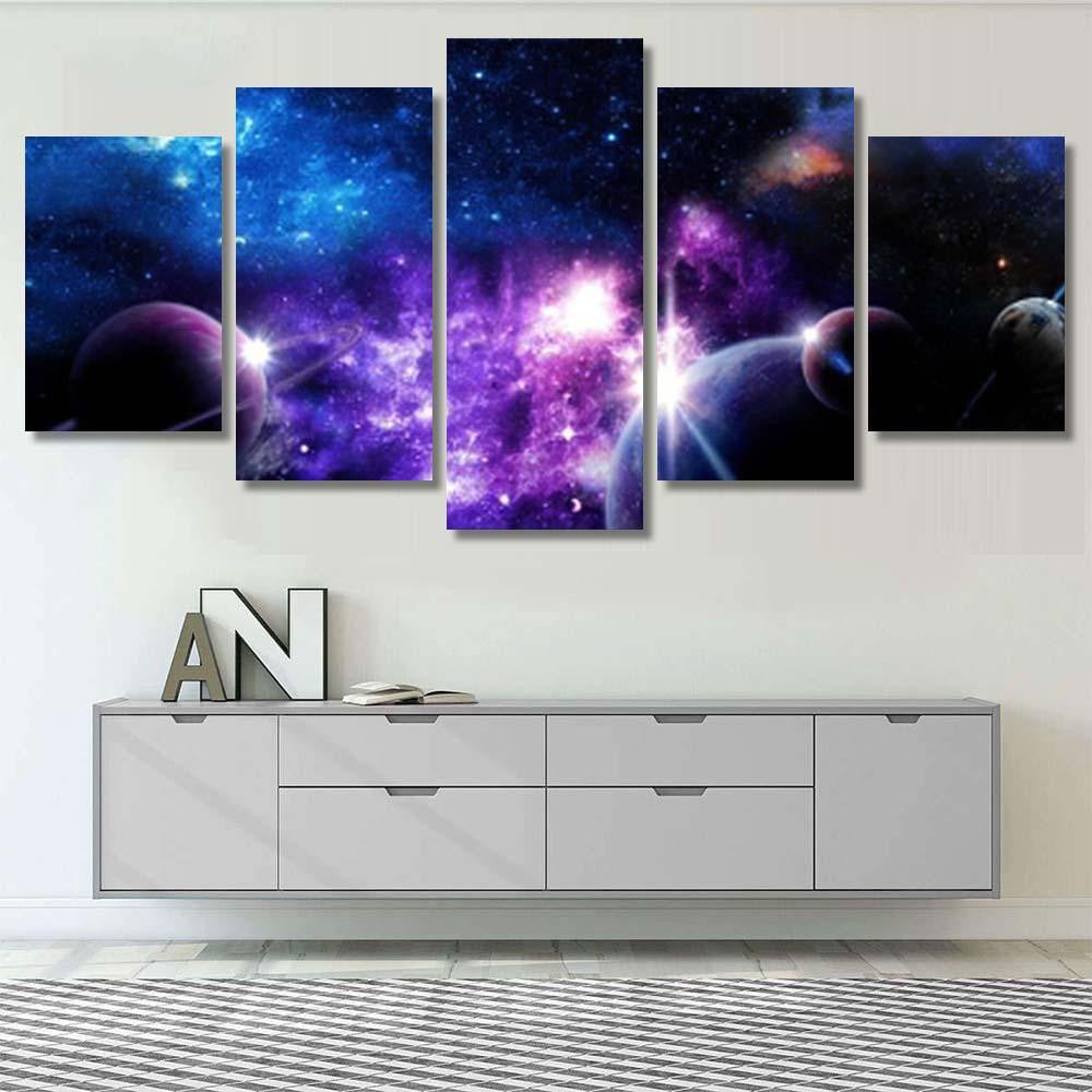 Space Scene Planets Stars Galaxies Panoram A1 Galaxy Sky and Space Multi Piece Panel Canvas Home Decor Housewarming Gift Ideas Poster Canvas Gallery Prints