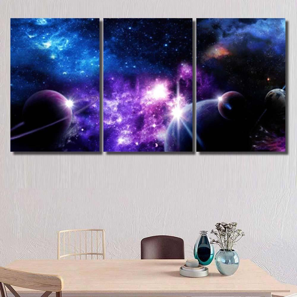 Space Scene Planets Stars Galaxies Panoram A1 Galaxy Sky and Space Multi Piece Panel Canvas Home Decor Housewarming Gift Ideas Poster Canvas Gallery Prints