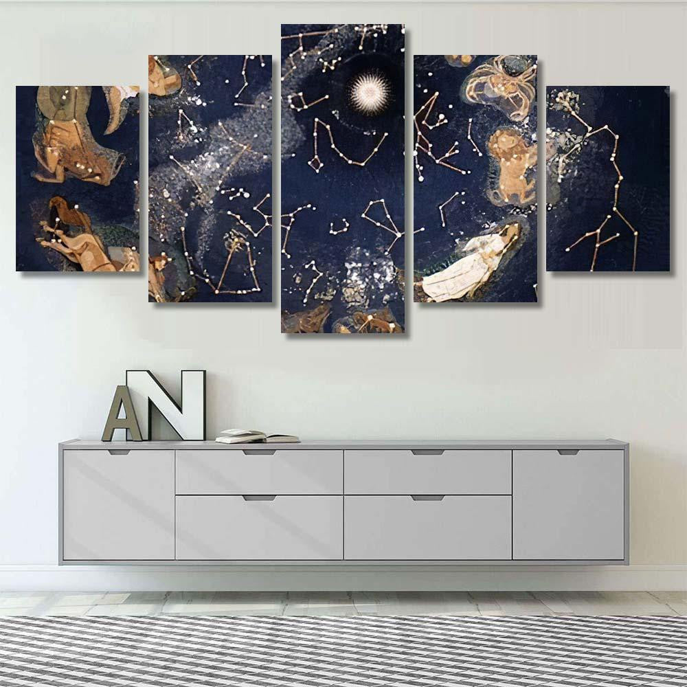 Map Stars Sky Night Constellations 1 Galaxy Sky and Space Multi Piece Panel Canvas Home Decor Housewarming Gift Ideas Poster Canvas Gallery Prints