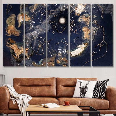Map Stars Sky Night Constellations 1 Galaxy Sky and Space Multi Piece Panel Canvas Home Decor Housewarming Gift Ideas Poster Canvas Gallery Prints