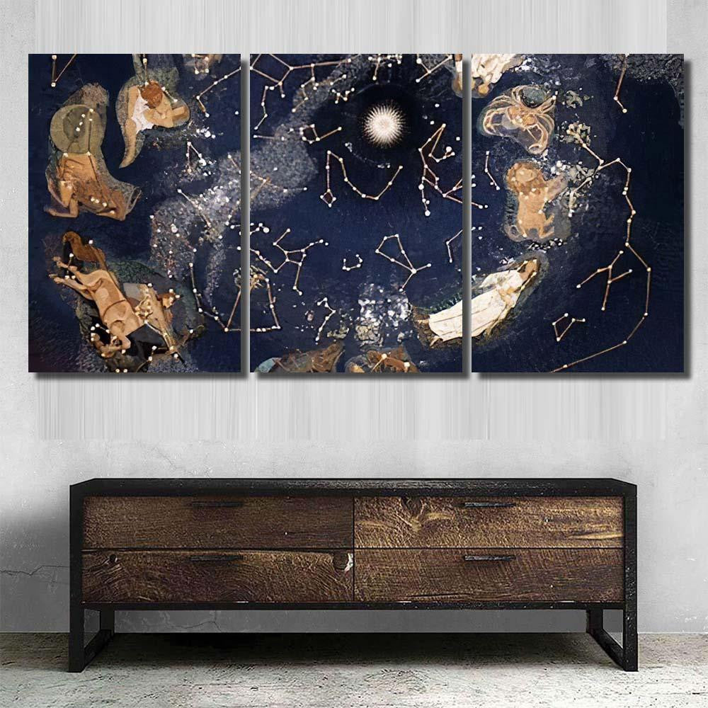 Map Stars Sky Night Constellations 1 Galaxy Sky and Space Multi Piece Panel Canvas Home Decor Housewarming Gift Ideas Poster Canvas Gallery Prints