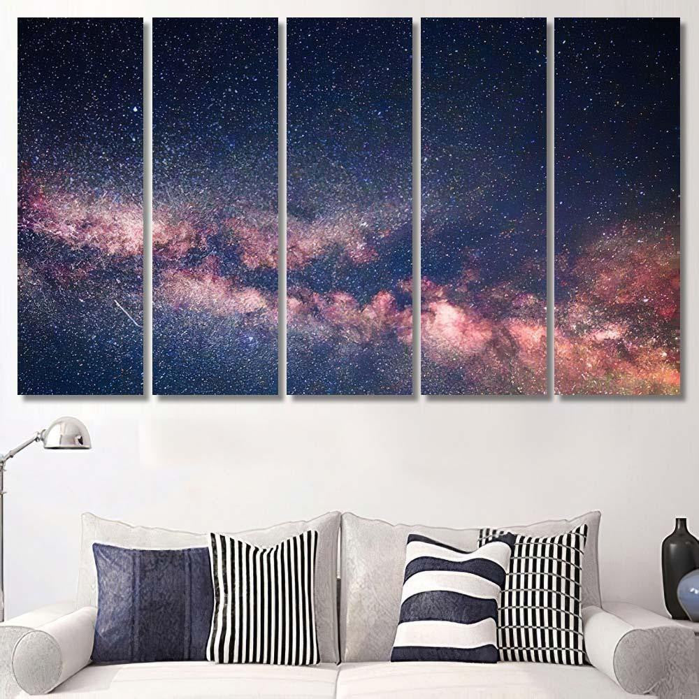 Perseid Meteor Shower Milky Way Sky Galaxy Sky and Space Multi Piece Panel Canvas Home Decor Housewarming Gift Ideas Poster Canvas Gallery Prints