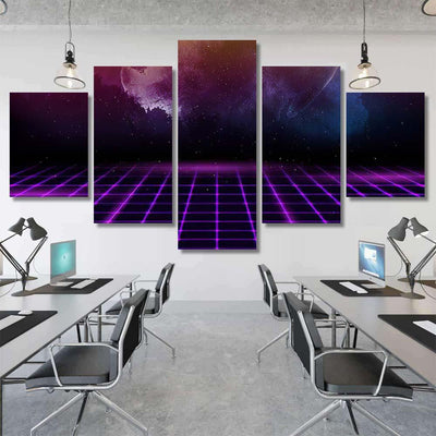 Retro Futuristic 80S90S Abstract Hitech Neon Galaxy Sky and Space Multi Piece Panel Canvas Home Decor Housewarming Gift Ideas Poster Canvas Gallery Prints