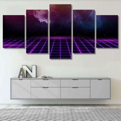 Retro Futuristic 80S90S Abstract Hitech Neon Galaxy Sky and Space Multi Piece Panel Canvas Home Decor Housewarming Gift Ideas Poster Canvas Gallery Prints