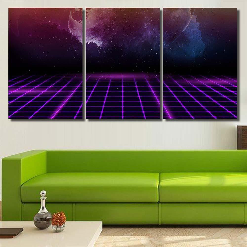 Retro Futuristic 80S90S Abstract Hitech Neon Galaxy Sky and Space Multi Piece Panel Canvas Home Decor Housewarming Gift Ideas Poster Canvas Gallery Prints