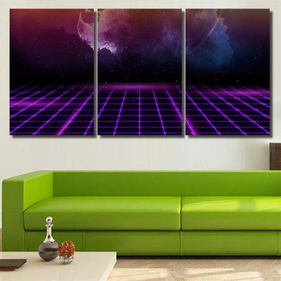 Retro Futuristic 80S90S Abstract Hitech Neon Galaxy Sky and Space Multi Piece Panel Canvas Home Decor Housewarming Gift Ideas Poster Canvas Gallery Prints