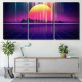 Retro Futuristic Background 1980S Style 3D 6 Galaxy Sky and Space Multi Piece Panel Canvas Home Decor Housewarming Gift Ideas Poster Canvas Gallery Prints