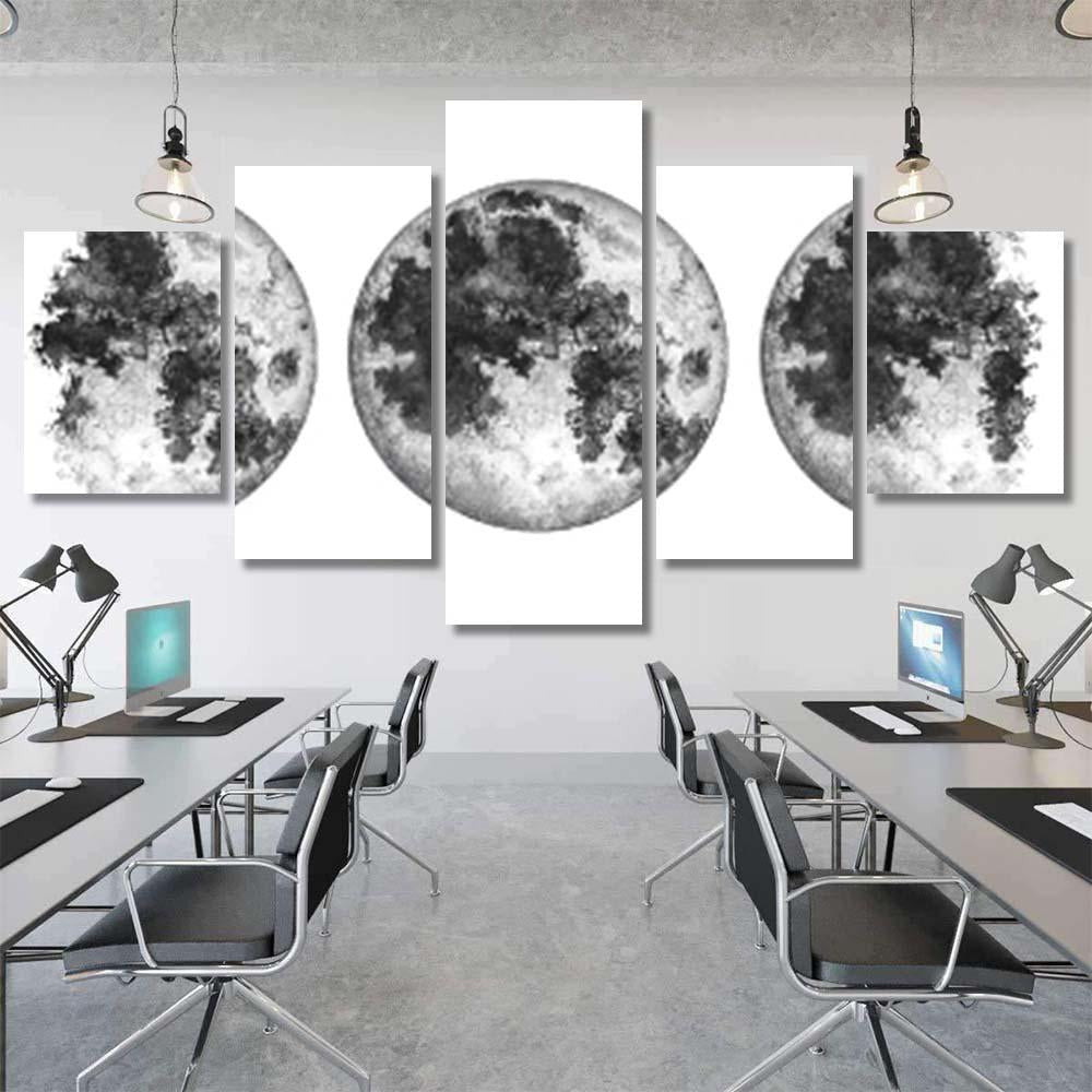 Moon Phases Isolated On White Background Galaxy Sky and Space Multi Piece Panel Canvas Home Decor Housewarming Gift Ideas Poster Canvas Gallery Prints
