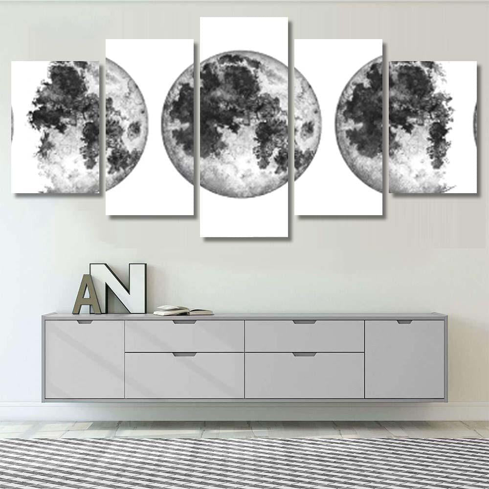 Moon Phases Isolated On White Background Galaxy Sky and Space Multi Piece Panel Canvas Home Decor Housewarming Gift Ideas Poster Canvas Gallery Prints