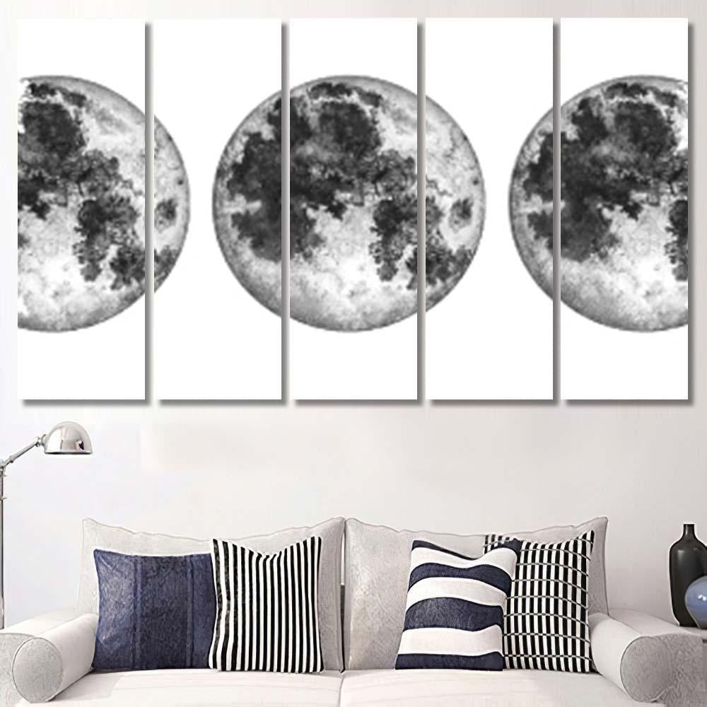 Moon Phases Isolated On White Background Galaxy Sky and Space Multi Piece Panel Canvas Home Decor Housewarming Gift Ideas Poster Canvas Gallery Prints