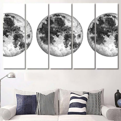 Moon Phases Isolated On White Background Galaxy Sky and Space Multi Piece Panel Canvas Home Decor Housewarming Gift Ideas Poster Canvas Gallery Prints