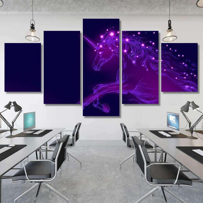 Purple Violet Glowing Horse Unicorn Riding Galaxy Sky and Space Multi Piece Panel Canvas Home Decor Housewarming Gift Ideas Poster Canvas Gallery Prints