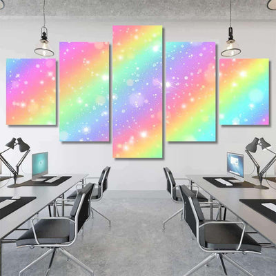 Glitters Rainbow Sky Shiny Rainbows Pastel Galaxy Sky and Space Multi Piece Panel Canvas Home Decor Housewarming Gift Ideas Poster Canvas Gallery Prints