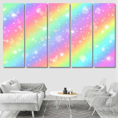 Glitters Rainbow Sky Shiny Rainbows Pastel Galaxy Sky and Space Multi Piece Panel Canvas Home Decor Housewarming Gift Ideas Poster Canvas Gallery Prints