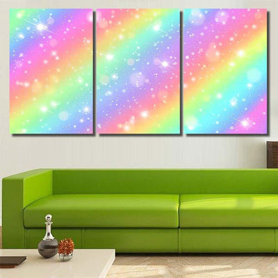 Glitters Rainbow Sky Shiny Rainbows Pastel Galaxy Sky and Space Multi Piece Panel Canvas Home Decor Housewarming Gift Ideas Poster Canvas Gallery Prints