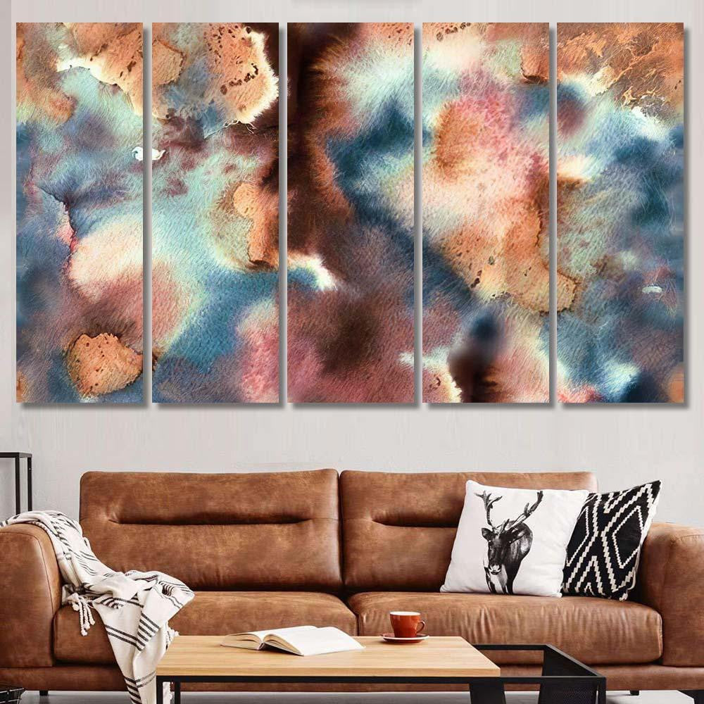 Hand Painted Watercolor Bright Seamless Pattern Galaxy Sky and Space Multi Piece Panel Canvas Home Decor Housewarming Gift Ideas Poster Canvas Gallery Prints