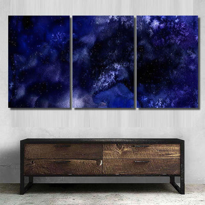 Hand Painted Watercolor Background Wash Abstract Galaxy Sky and Space Multi Piece Panel Canvas Home Decor Housewarming Gift Ideas Poster Canvas Gallery Prints