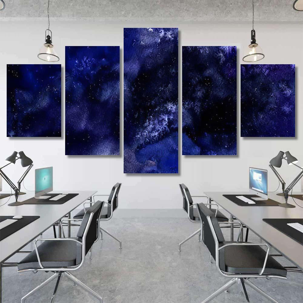 Hand Painted Watercolor Background Wash Abstract Galaxy Sky and Space Multi Piece Panel Canvas Home Decor Housewarming Gift Ideas Poster Canvas Gallery Prints