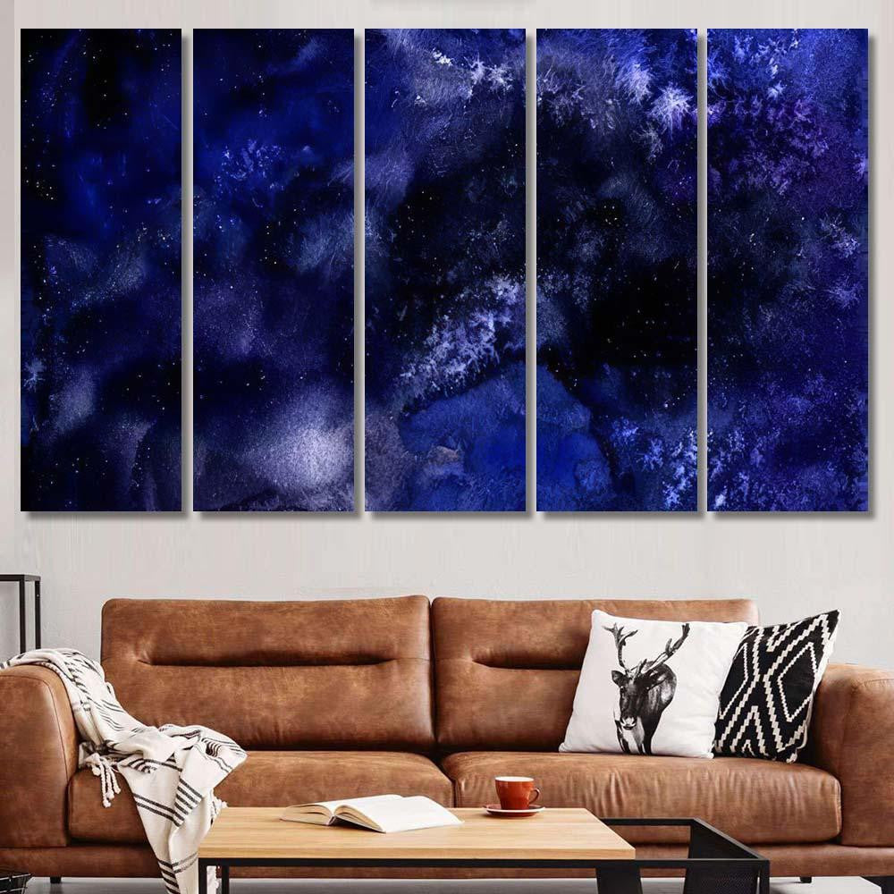 Hand Painted Watercolor Background Wash Abstract Galaxy Sky and Space Multi Piece Panel Canvas Home Decor Housewarming Gift Ideas Poster Canvas Gallery Prints