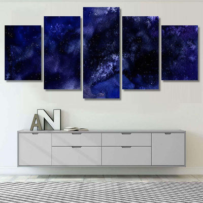 Hand Painted Watercolor Background Wash Abstract Galaxy Sky and Space Multi Piece Panel Canvas Home Decor Housewarming Gift Ideas Poster Canvas Gallery Prints