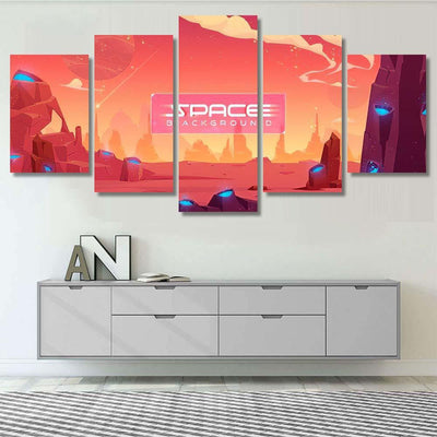 Space Background Alien Fantasy Landscape Rocks Galaxy Sky and Space Multi Piece Panel Canvas Home Decor Housewarming Gift Ideas Poster Canvas Gallery Prints