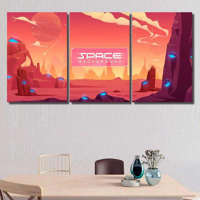 Space Background Alien Fantasy Landscape Rocks Galaxy Sky and Space Multi Piece Panel Canvas Home Decor Housewarming Gift Ideas Poster Canvas Gallery Prints